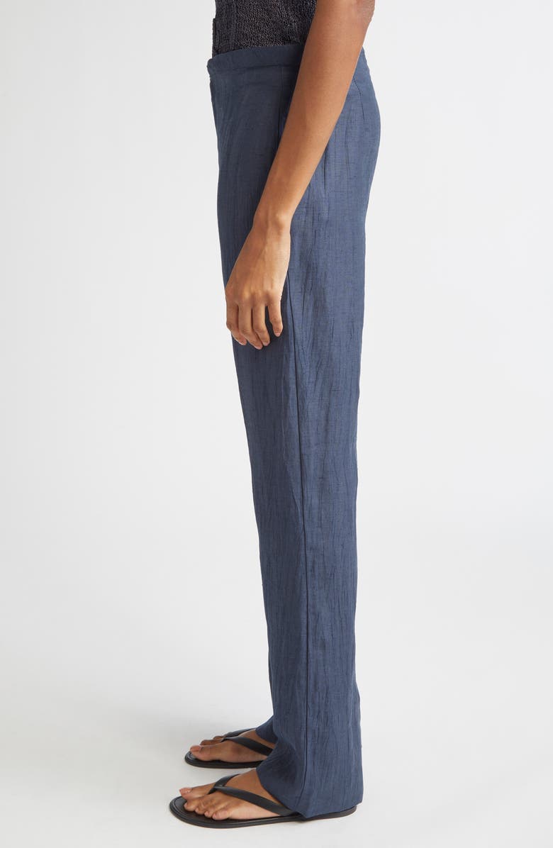 Paloma Wool Shake Crinkled Linen Blend Straight Leg Pants, Alternate, color, Navy