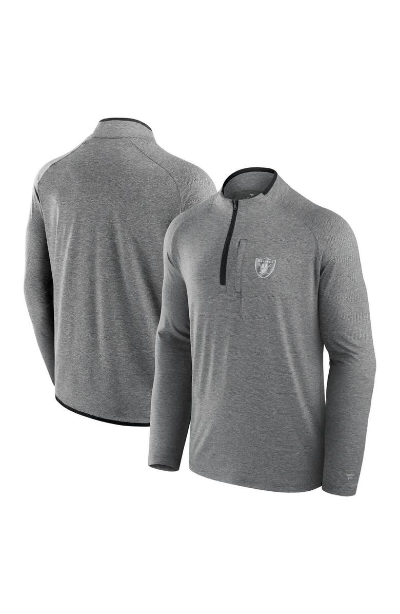 FANATICS Unisex Fanatics Charcoal Las Vegas Raiders Front Office Performance Primary Quarter-Zip Jacket, Main, color, Charcoal