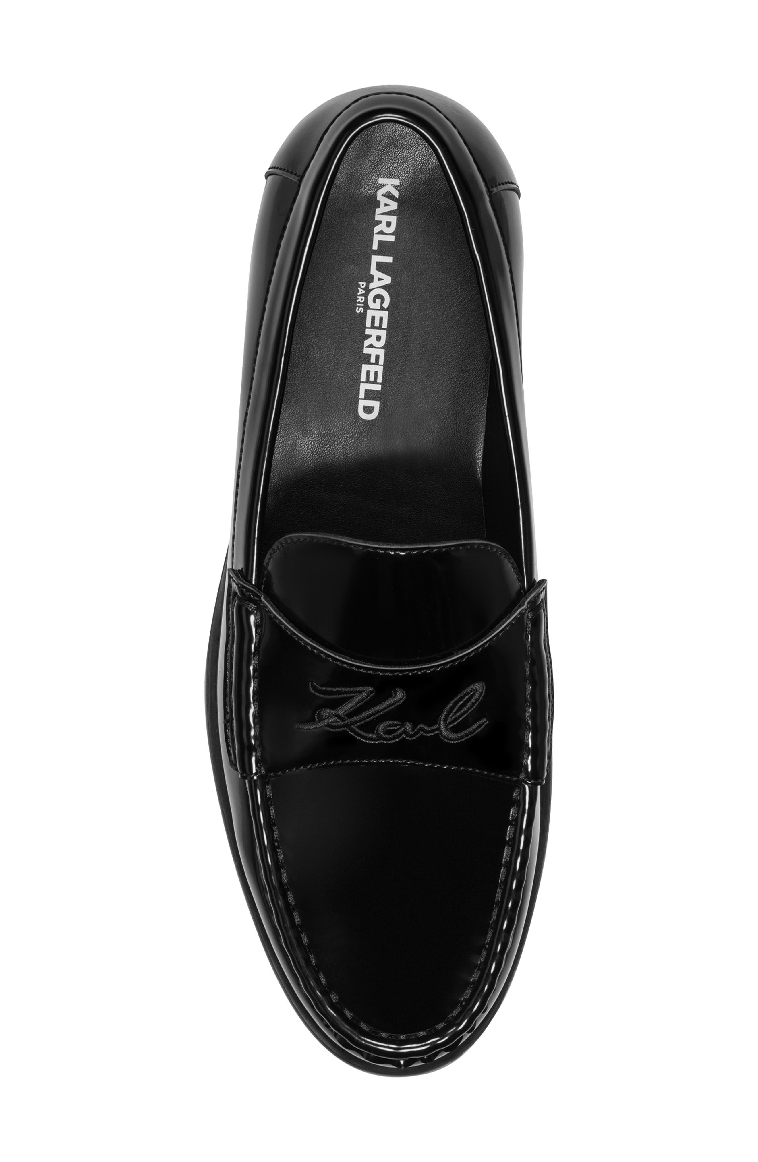 KARL LAGERFELD PARIS Faron Front Embroidered Logo Loafer, Alternate, color, Black