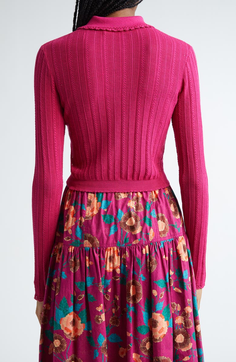 Ulla Johnson Lottie Collar Rib Silk Blend Cardigan, Alternate, color,