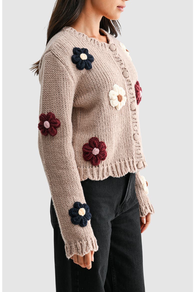Floral Appliqué Cardigan, Alternate, color, TAUPE MULTI FLORAL