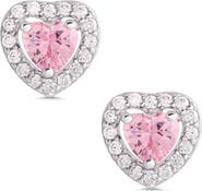 Lily Nily Kids' Cubic Zirconia Heart Halo Stud Earrings