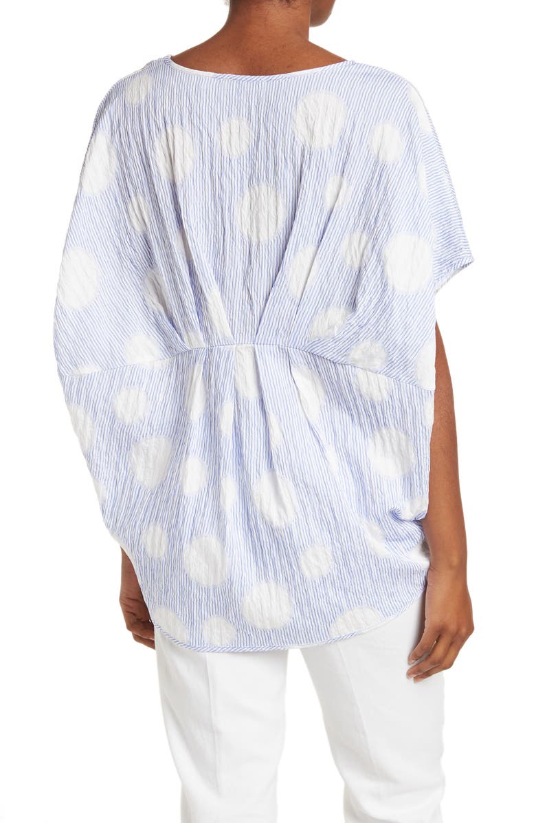 PATRIZIA LUCA Pleated Hi-Low Hem Top, Alternate, color, Navy