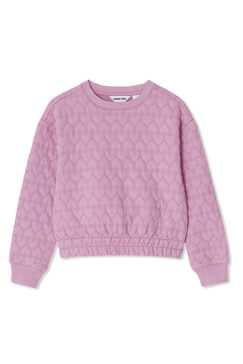 Girls Knit Quilted Crew Neck Sweatshirt, Alternate, color, Quilted Hearts/Mauve