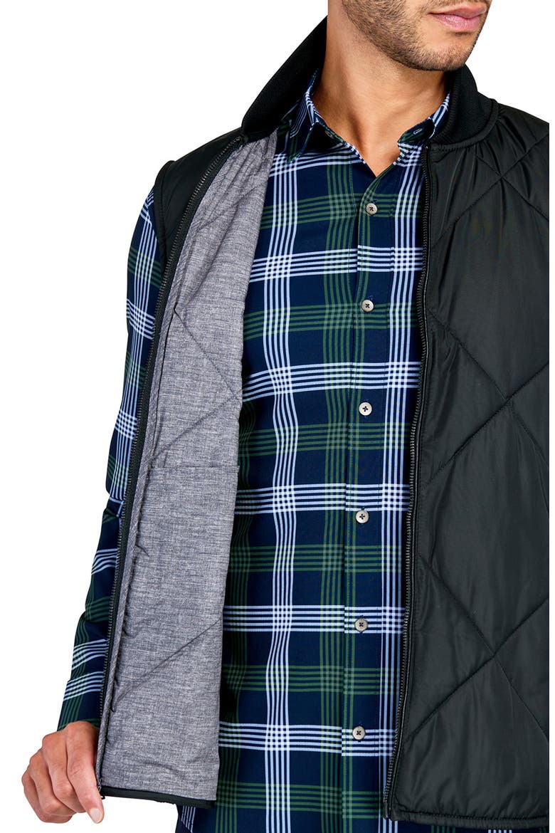 Solid Quilted Vest, Alternate, color, BLACK