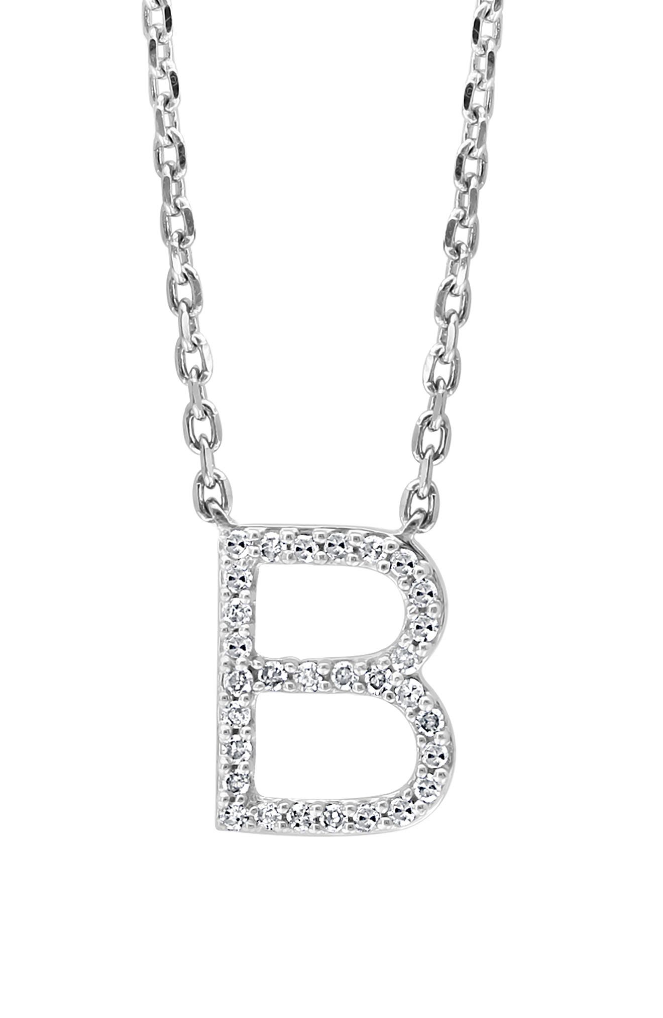 Sterling Silver Pavé Diamond Initial Pendant Necklace - 0.14 ctw.
