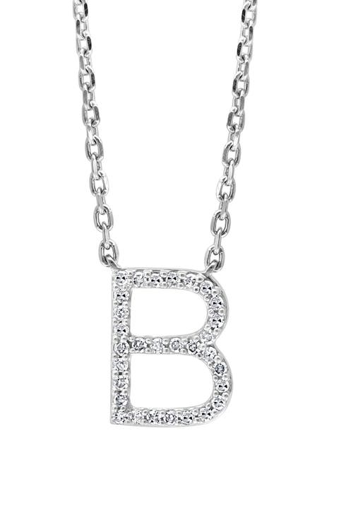 Sterling Silver Pavé Diamond Initial Pendant Necklace - 0.14 ctw.