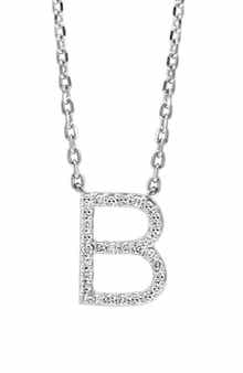 Sterling Silver Pavé Diamond Initial Pendant Necklace - 0.14 ctw.