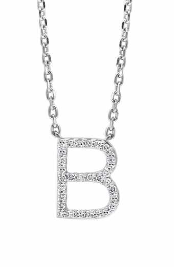 Sterling Silver Pavé Diamond Initial Pendant Necklace - 0.14 ctw.