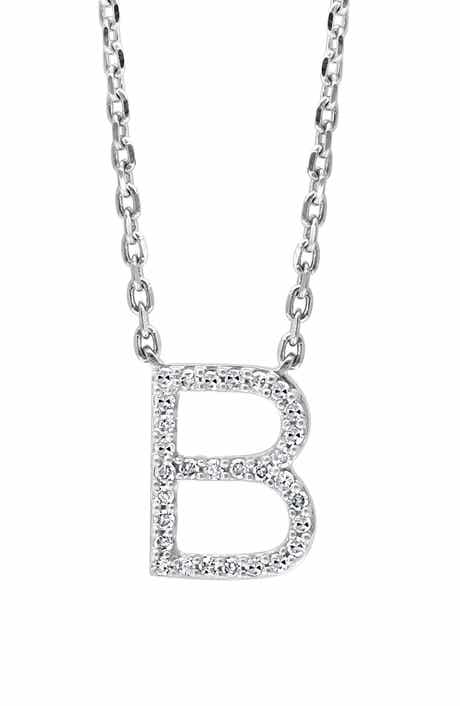 Sterling Silver Pavé Diamond Initial Pendant Necklace - 0.14 ctw.