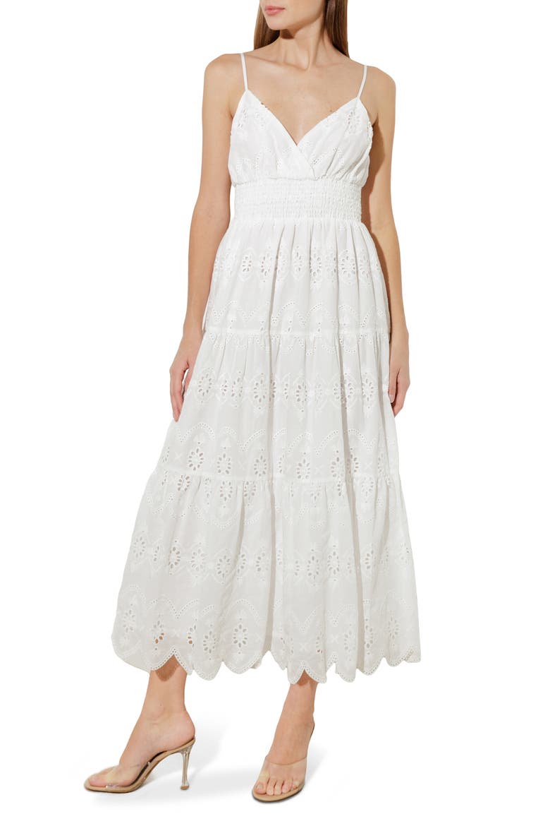 Eyelet Embroidery Midi Dress, Main, color, OFF WHITE