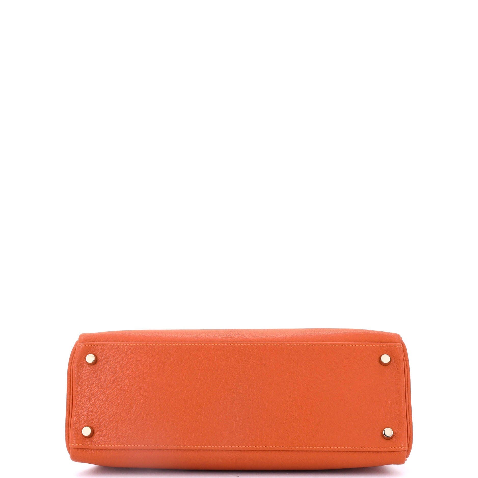 Pre-Owned Hermes Kelly Handbag Orange Chevre de Coromandel with Gold Hardware 32, Alternate, color, 