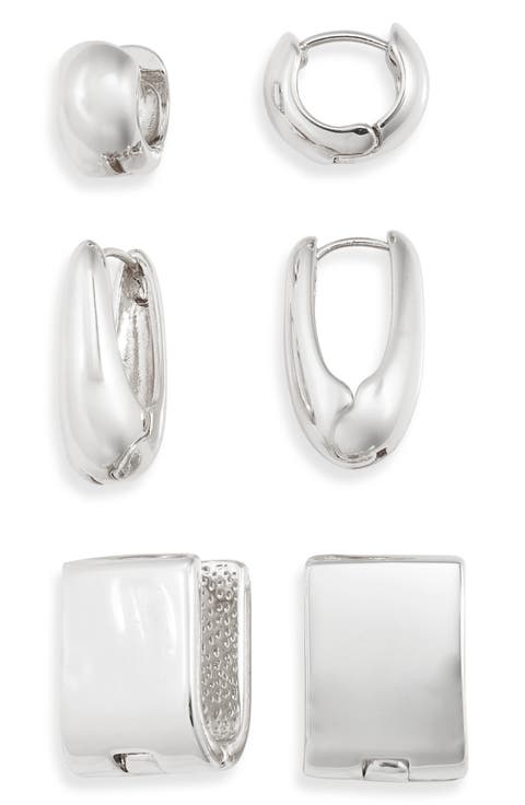 Set of 3 Geometric Hoop Earrings