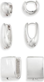 Nordstrom Set of 3 Geometric Hoop Earrings