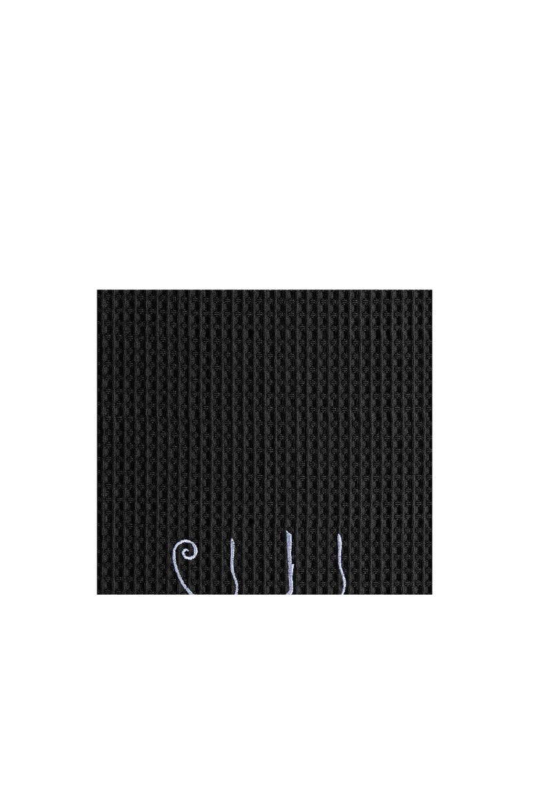 Frequent Flyer Witch Broom Halloween Embroidered Cotton Waffle Weave Kitchen Towel, Alternate, color, Black