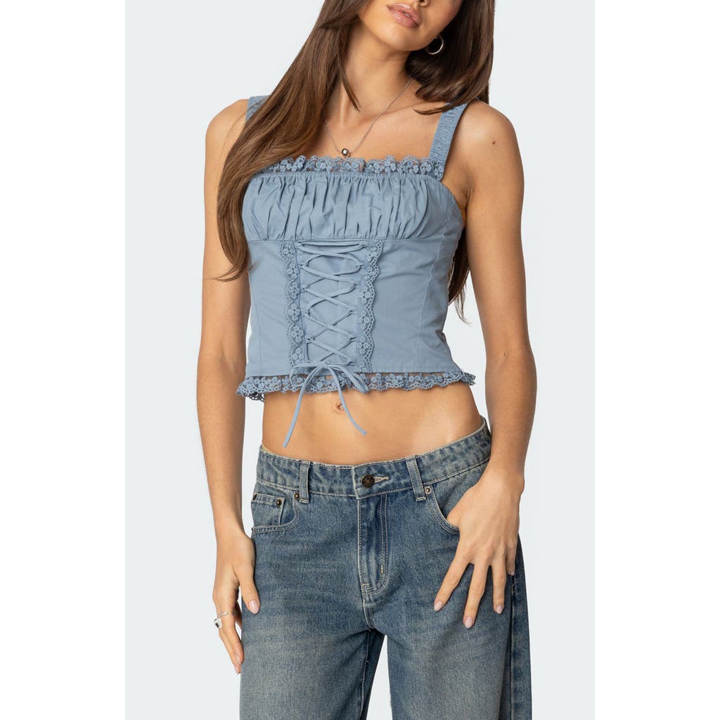 EDIKTED EDIKTED JULIET LACE-UP COTTON CORSET TOP