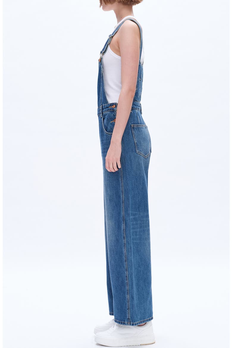 Straight Leg Denim Overalls, Alternate, color, MEDIUM BLUE