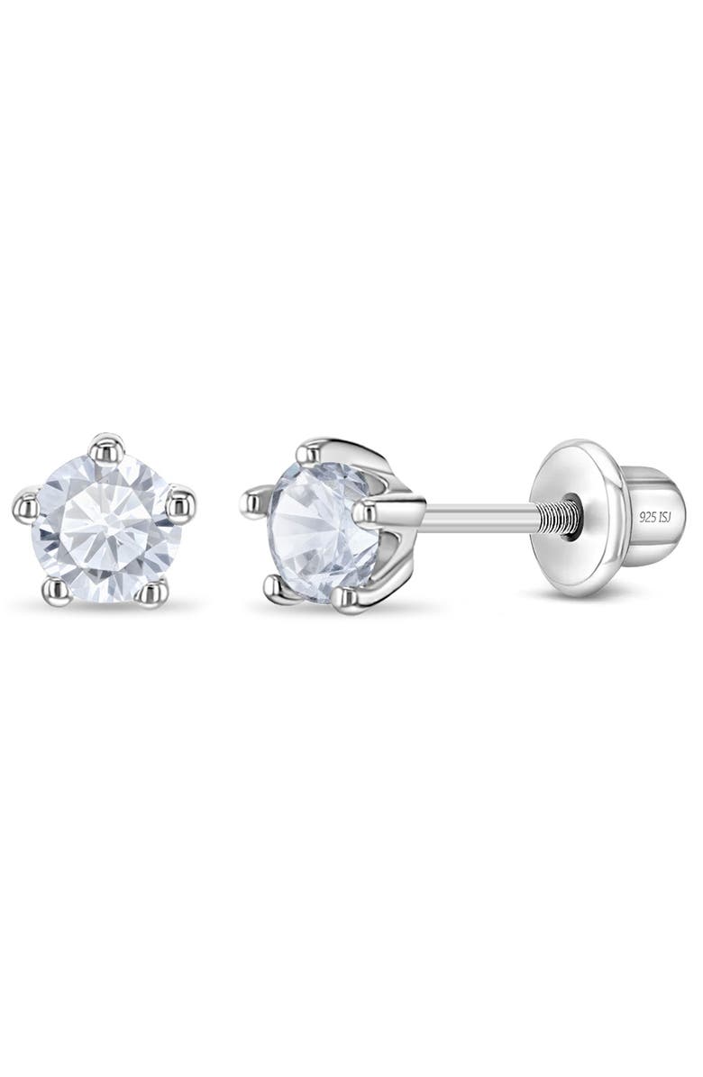 In Season Jewelry Classic Cubic Zirconia Birthstone Solitaire Earrings, Main, color, April