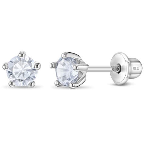 Classic Cubic Zirconia Birthstone Solitaire Earrings
