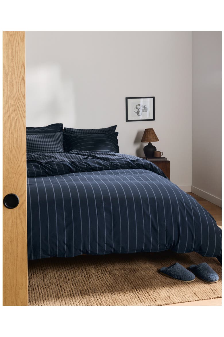 Brushed Cotton Top Sheet, Alternate, color, DUSK CHECK