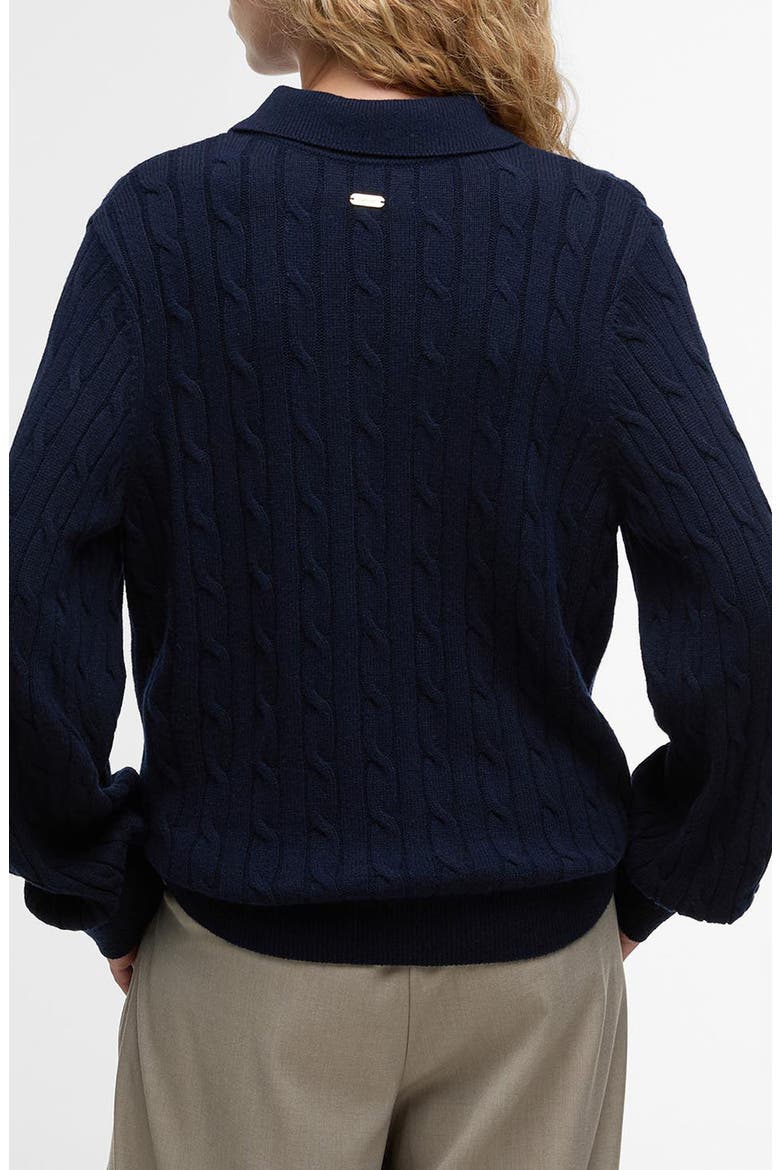 Evie Cable Stitch Polo Sweater, Alternate, color, NAVY