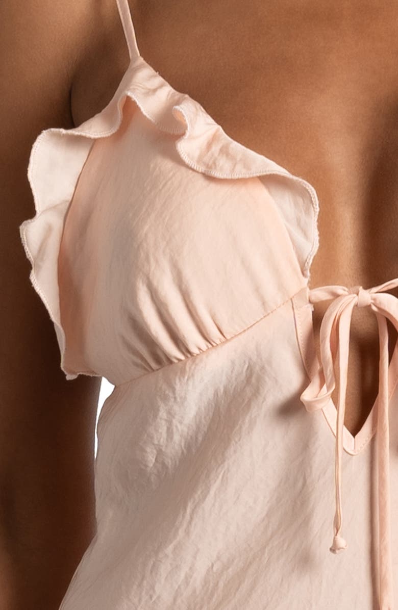 Midnight Bakery Fiji Ruffle Trim Satin Chemise, Alternate, color, 