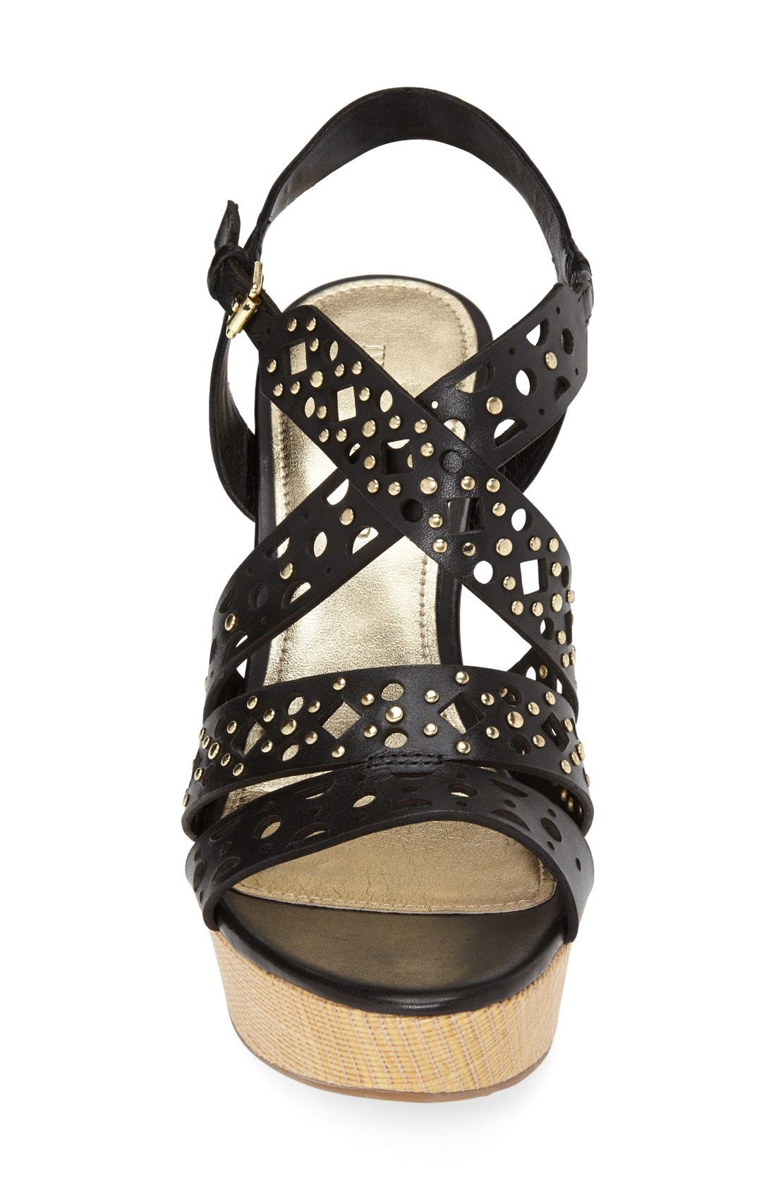 'Halera' Wedge Sandal (Nordstrom Exclusive), Alternate, color, BLACK LEATHER