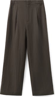 MANGO Pleated Straight Leg Pants