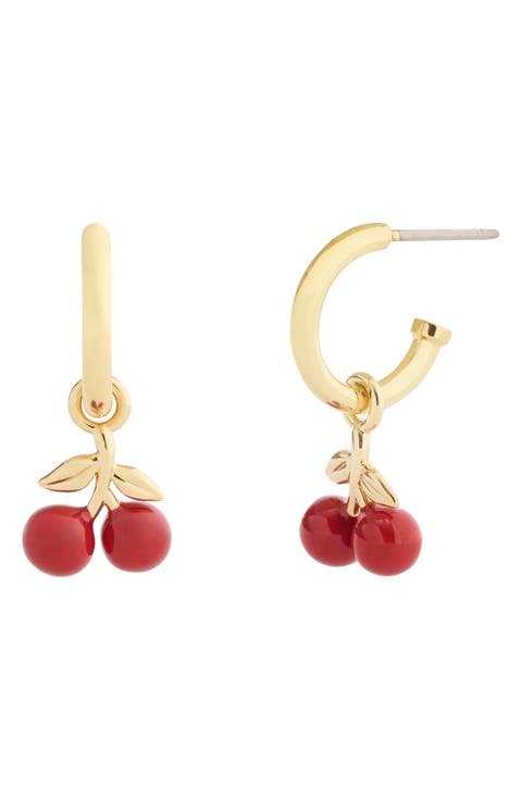 Cherry Huggie Hoop Earrings