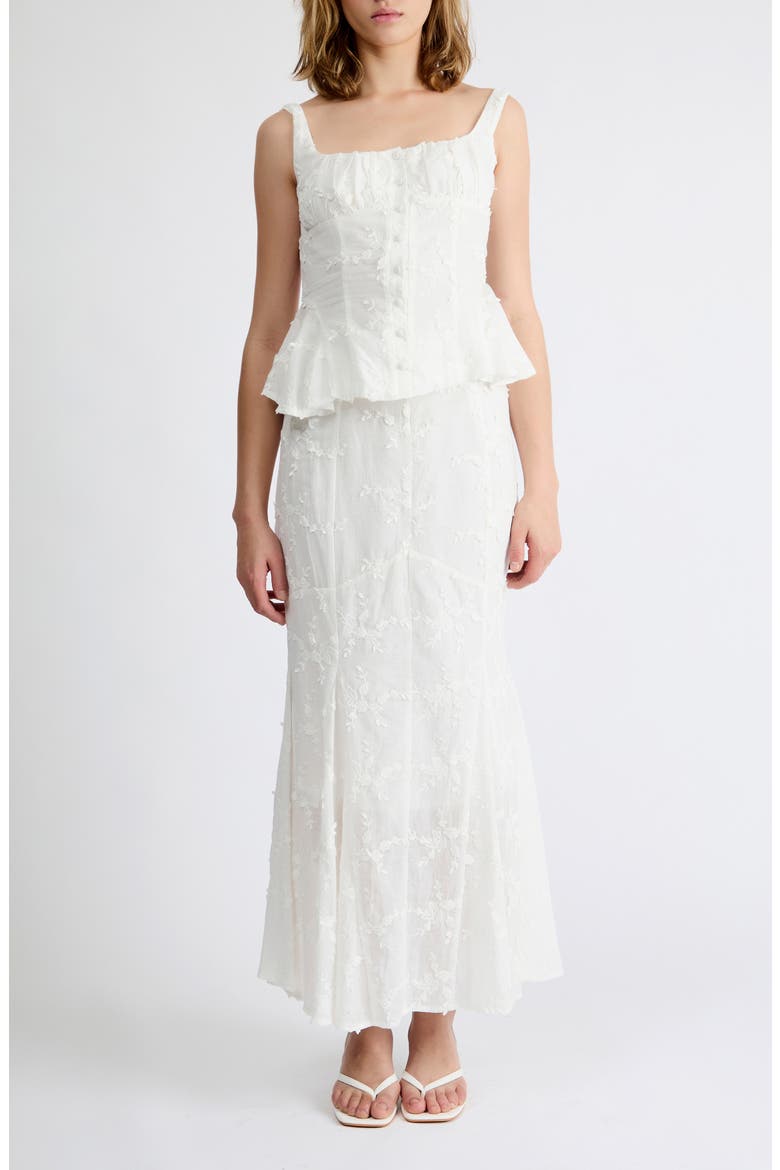 Bella 3D Floral Embroidered Maxi Skirt, Alternate, color, WHITE