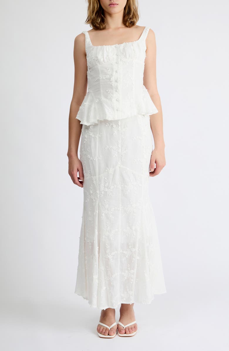 Extro & Vert Bella 3D Floral Embroidered Maxi Skirt, Alternate, color, White