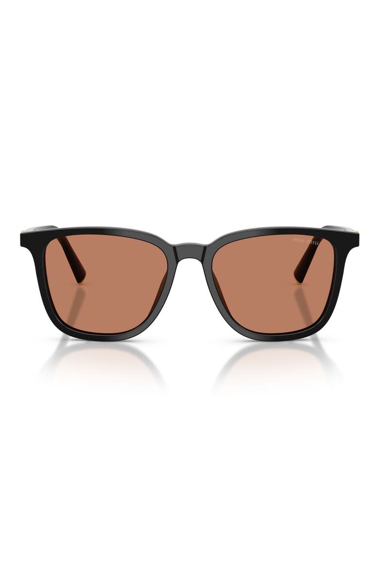 53mm Square Sunglasses, Main, color, BLACK / BROWN