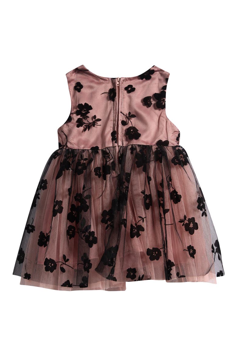 Flocked Floral Overlay Tulle Dress, Alternate, color, PEACH