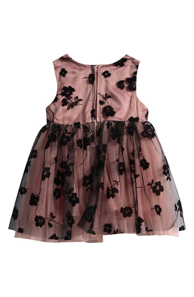 Popatu Flocked Floral Overlay Tulle Dress, Alternate, color, Peach