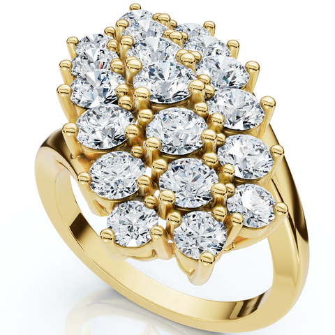 Astra 2Ct Diamond Cluster Cocktail Waterfall Women's Ring 10K Gold Lab Grown