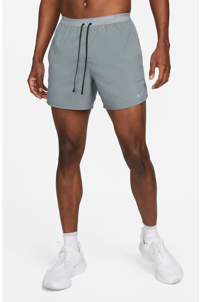 Dri-FIT Stride 5-Inch Running Shorts, Main, color, 084 SMKGRY/REFSIL