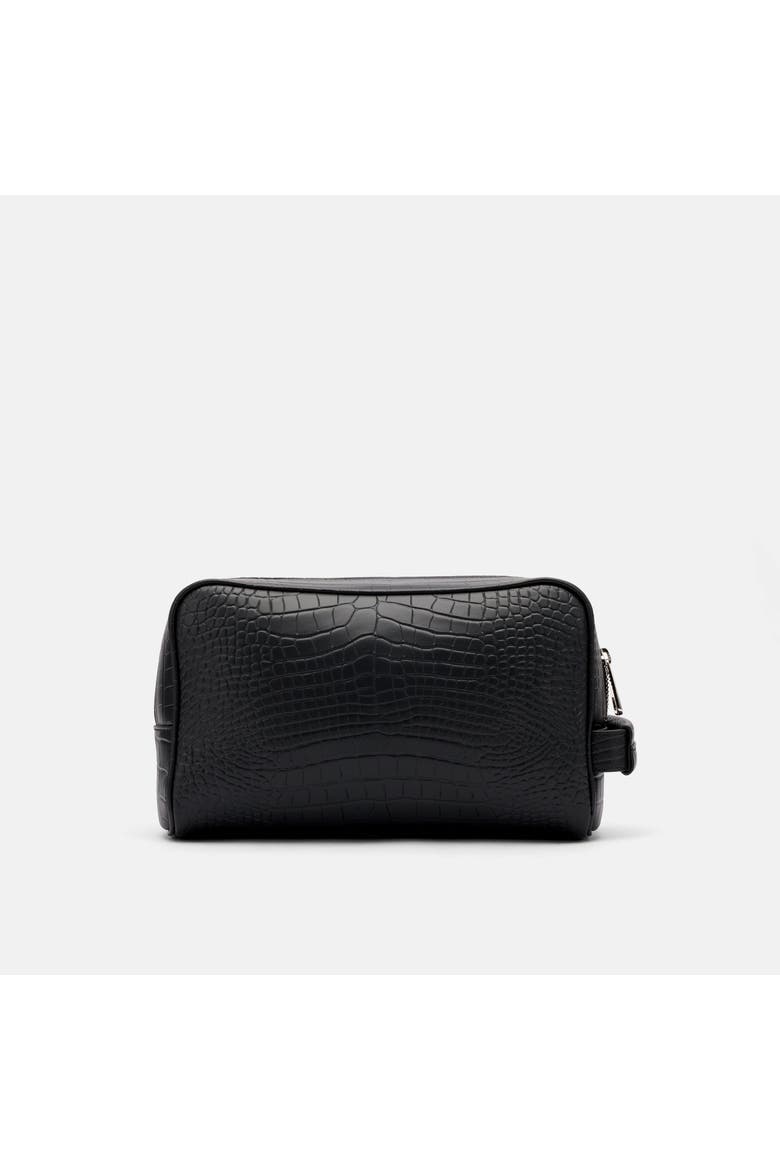 Croc-Embossed Calfskin Leather Dopp Kit, Main, color, Black Crocskin