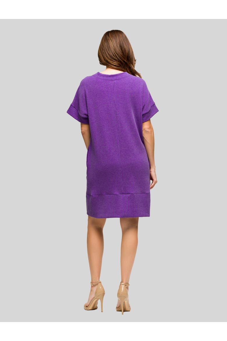 Womens Ribbed Knit V Neck Short Dolman Sleeve, Alternate, color, Purple