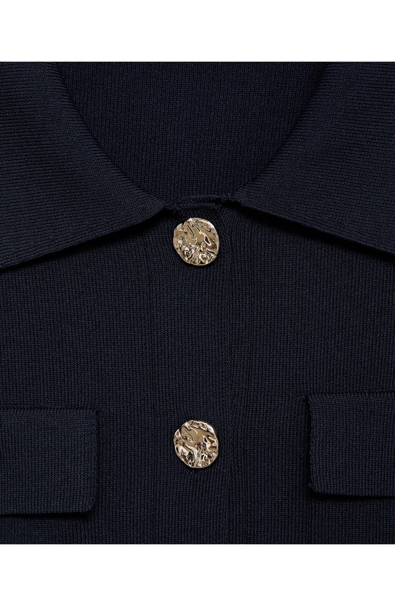 MANGO Short Sleeve Cardigan, Alternate, color, Navy