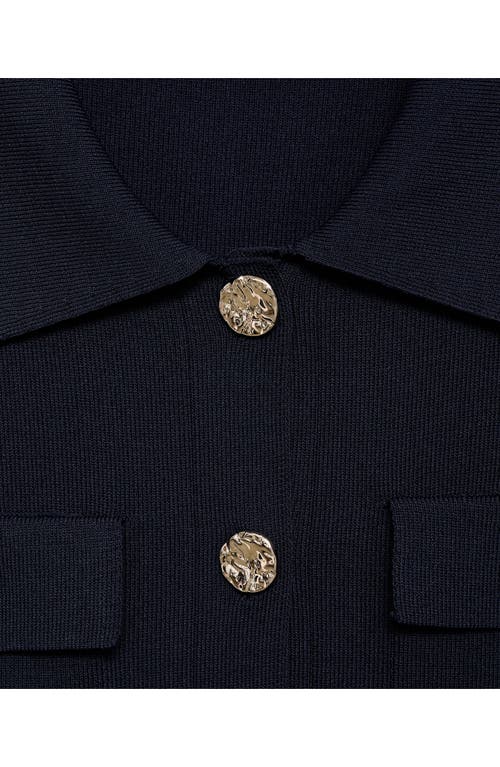 Mango Short Sleeve Cardigan In Blue