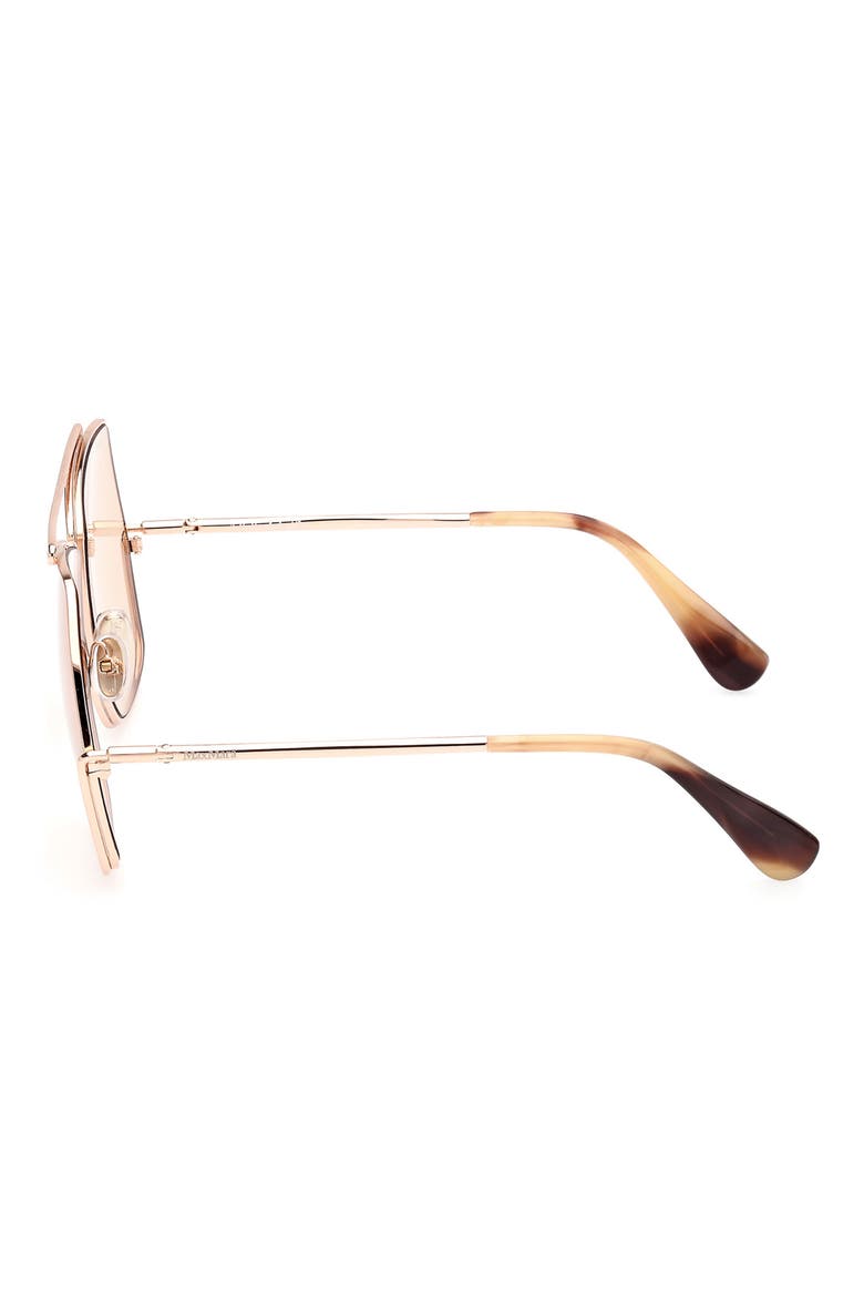 64mm Geometric Sunglasses, Alternate, color, SHINY ROSE GOLD / BROWN