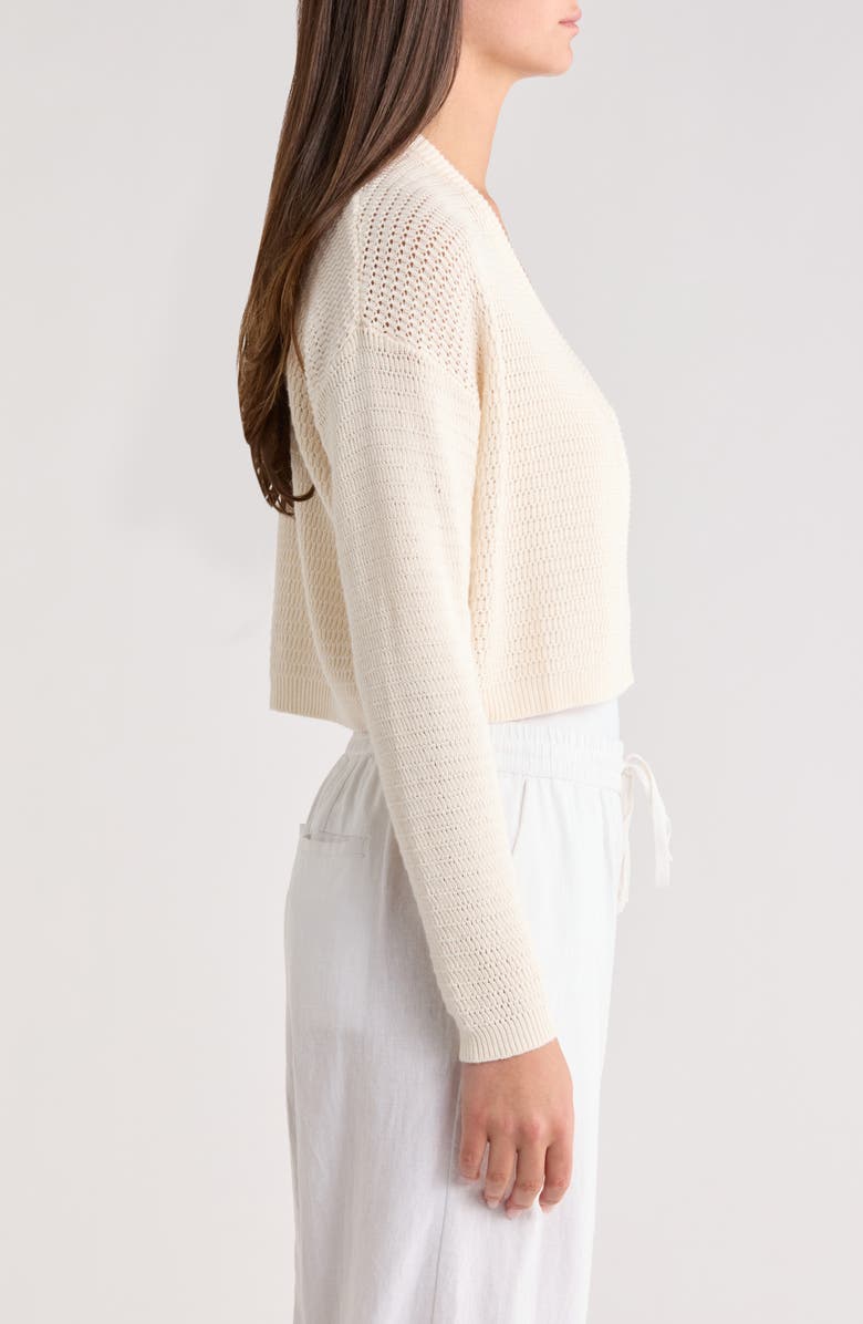 Marine Layer Anacapa Open Stitch Cotton Cardigan, Alternate, color, Antique White