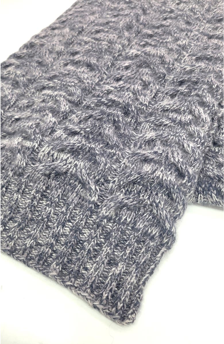 Portolano Chunky cable cashmere scarf in melange color, Alternate, color, Dark Grey/Ivory