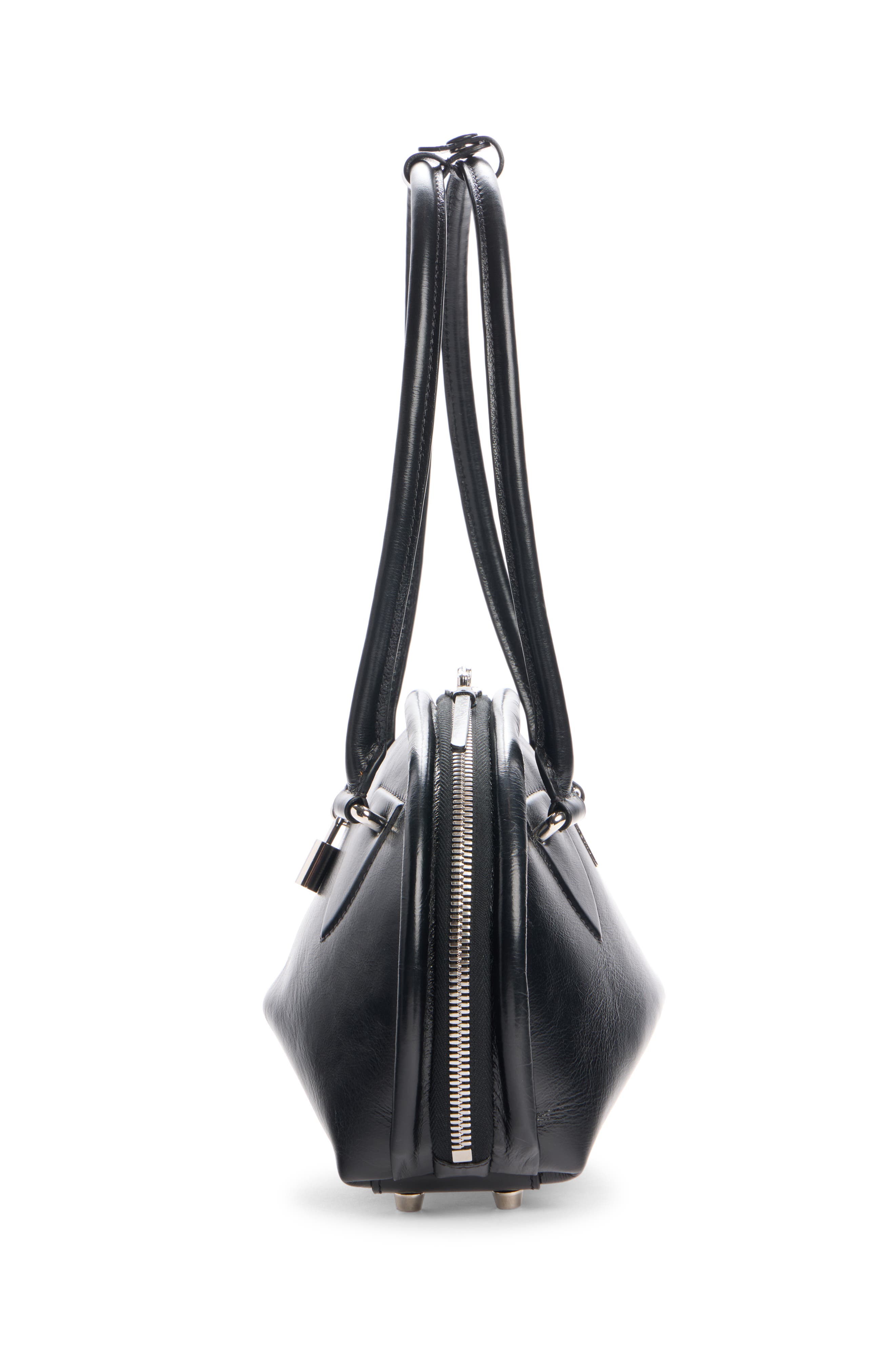 Acne Studios Small Bowlina Leather Shoulder Bag, Alternate, color, Black