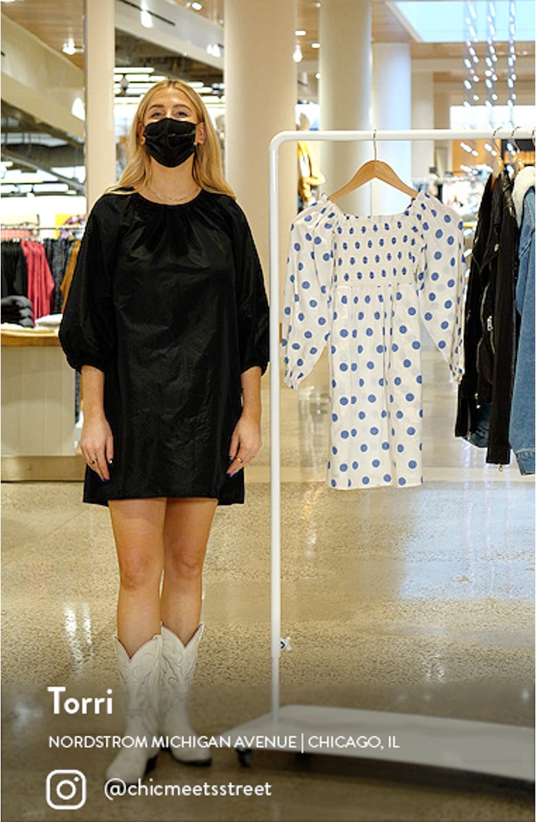 x Wrangler Bellflower Long Sleeve Off the Shoulder Dress, sales video thumbnail