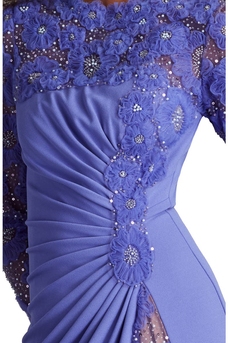 Embellished Long Sleeve Evening Gown, Alternate, color, PURPLE HAZE