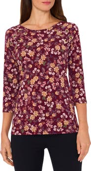 Chaus Floral Grommet Accent Cutout Top