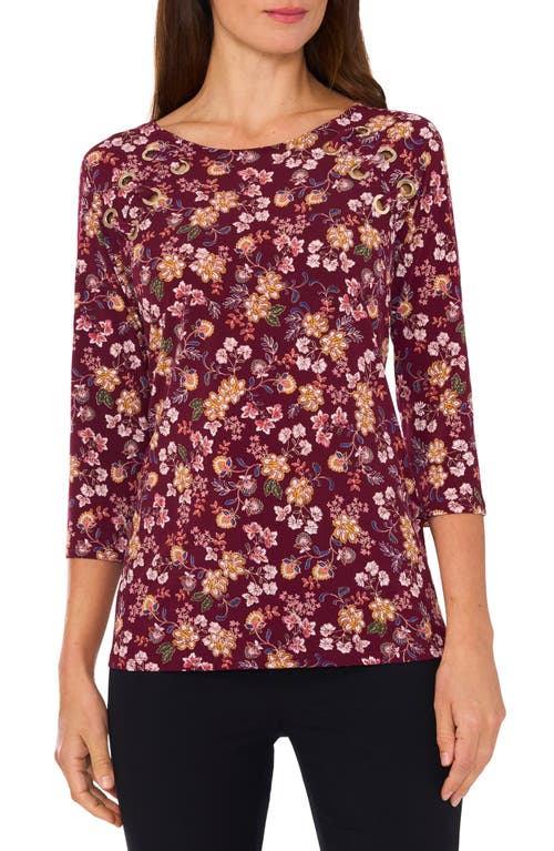 CHAUS CHAUS FLORAL GROMMET ACCENT CUTOUT TOP