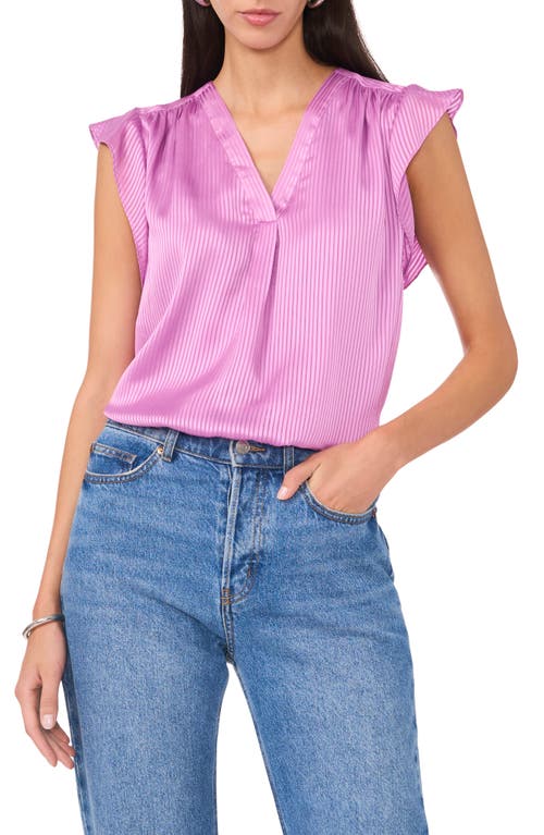 VINCE CAMUTO VINCE CAMUTO TONAL SATIN STRIPE FLUTTER SLEEVE TOP 