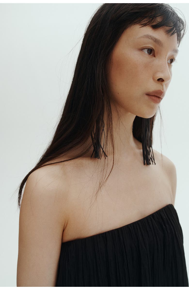 H&M Crinkled Bandeau Dress, Alternate, color, Black